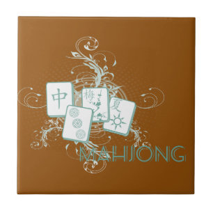 Azulejo De Cerámica azul mahjong
