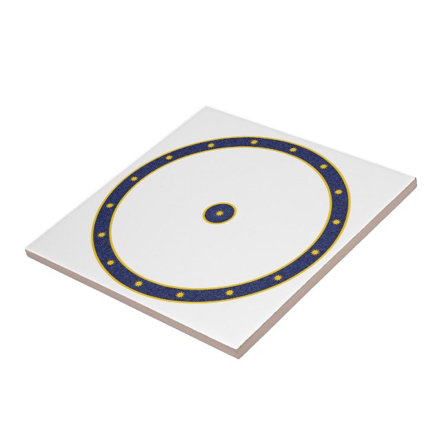 Azulejo De Cerámica Azul oscuro con estrellas de oro (Lado)