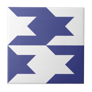 Azulejo De Cerámica Azul real del modelo 1 de Houndstooth
