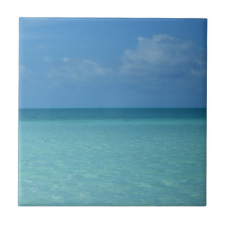 Azulejo De Cerámica Azul turquesa tropical del horizonte del Caribe