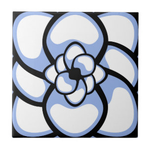 Azulejo De Cerámica Azulejo, Flor abstracta 3, azul blanco
