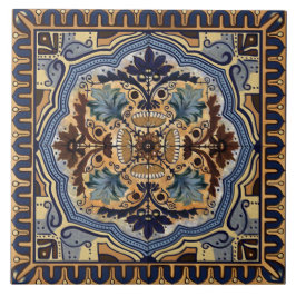 Azulejo de Cerámica - Azules y Beige Tradicionales