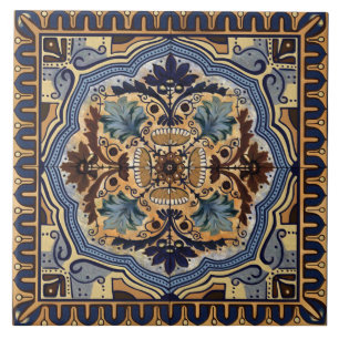 Azulejo de Cerámica - Azules y Beige Tradicionales
