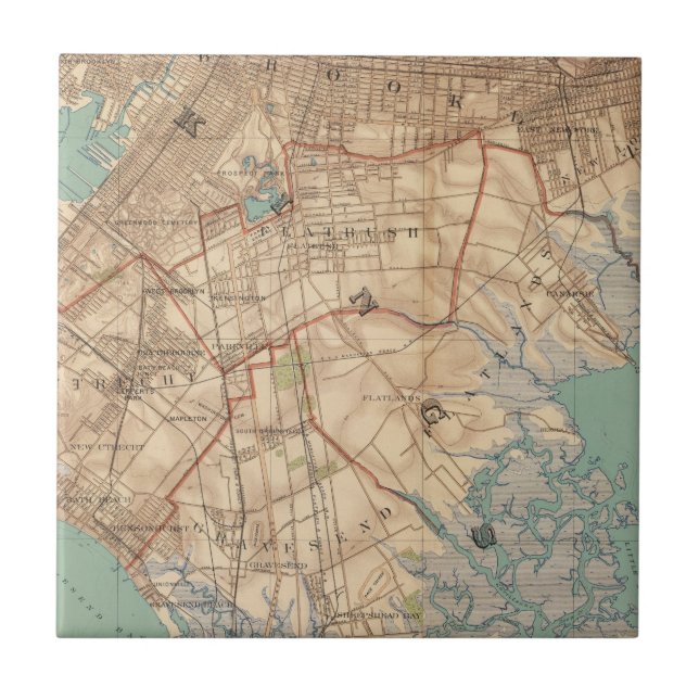 Azulejo De Cerámica Bahía y Brooklyn de Jamaica (Frente)