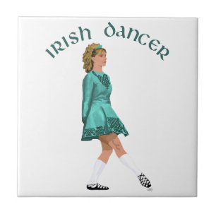 Azulejo De Cerámica Bailarín irlandés de zapato suave en turquesa