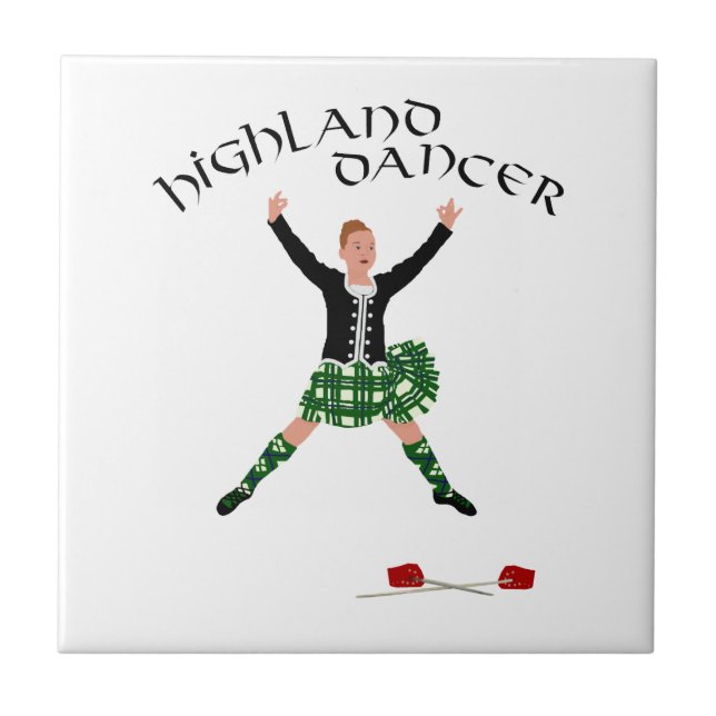 Azulejo De Cerámica Bailarina de espadas escocesa - Ghillie Callum (Frente)