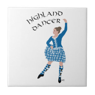 Azulejo De Cerámica Bailarina de las Highlands escocesas - Azul turque