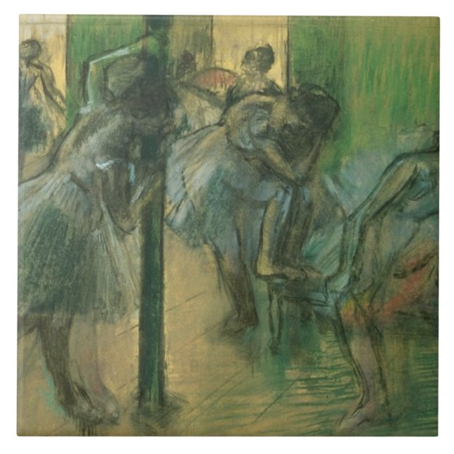 Azulejo De Cerámica Bailarines de Edgar Degas el | que ensayan (Frente)