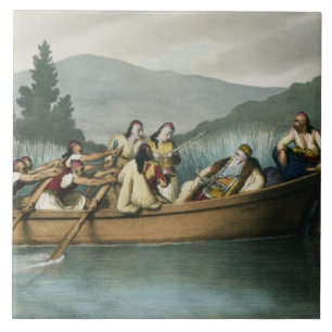 Azulejo De Cerámica Bajá de Ali (1741-1822) de la caza de Janina en