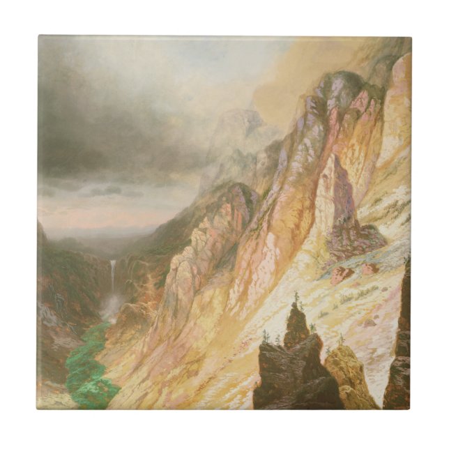 Azulejo De Cerámica Baje las caídas, Gran Cañón del Yellowstone (Frente)