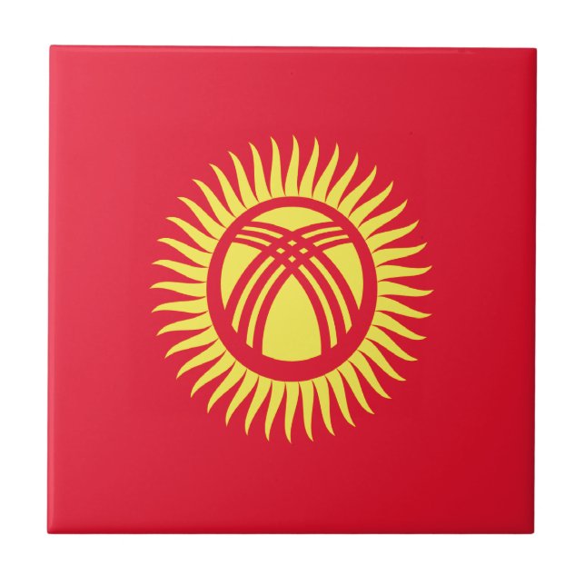 Azulejo De Cerámica ¡Bajo costo! Bandera de Kirguistán (Frente)