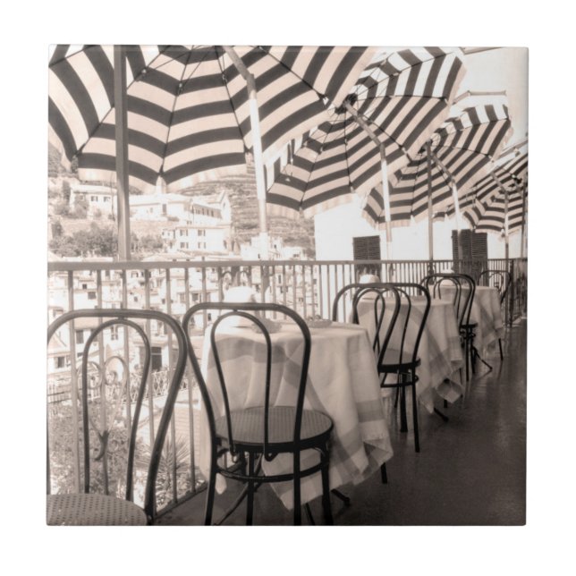 Azulejo De Cerámica Balcón de restaurante pintoresco, Italia (Frente)