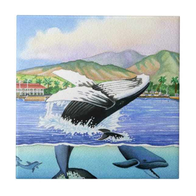 Azulejo De Cerámica Ballenas jorobadas (Frente)