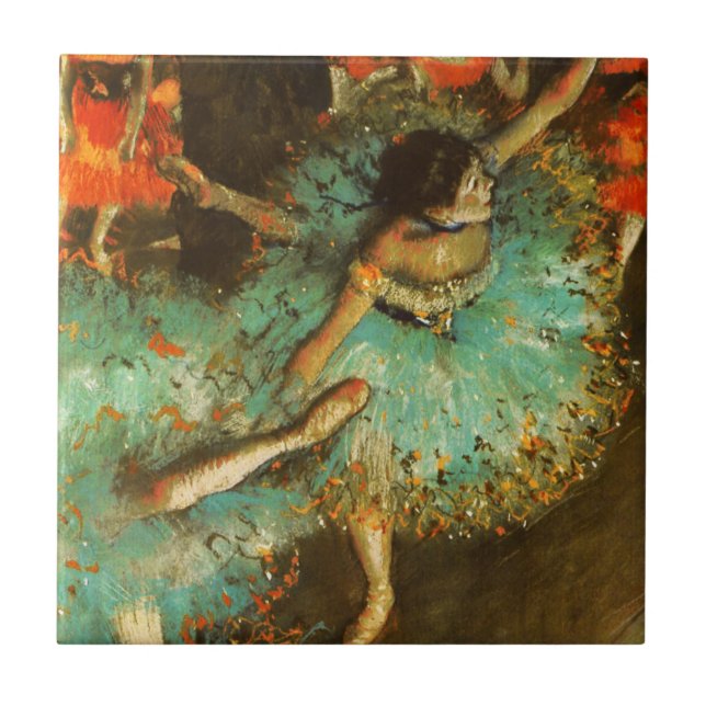 Azulejo De Cerámica Ballerina Dance Green Dancer Edger Degas Painting (Frente)