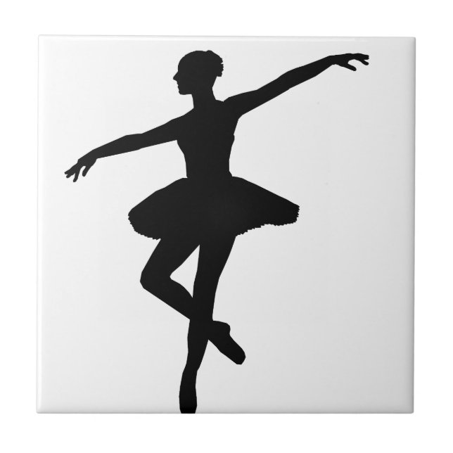 Azulejo De Cerámica Ballet simple Ballerina Blanca Negra (Frente)