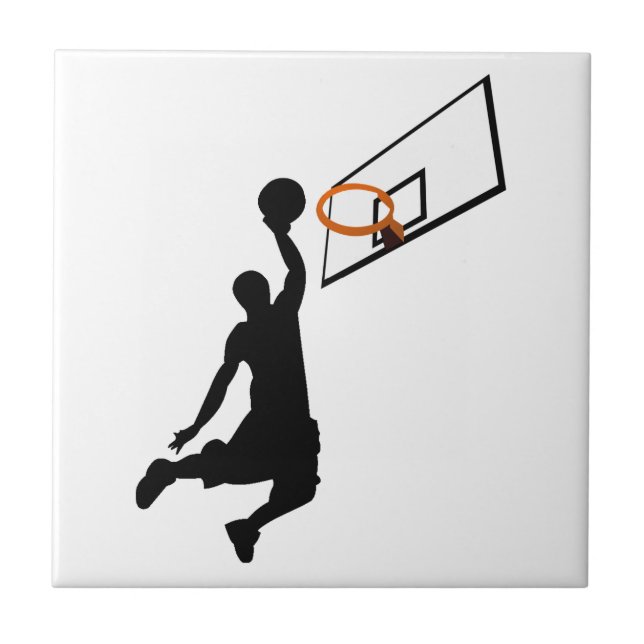 Azulejo De Cerámica Baloncestista Silhouette Slam Dunk (Frente)