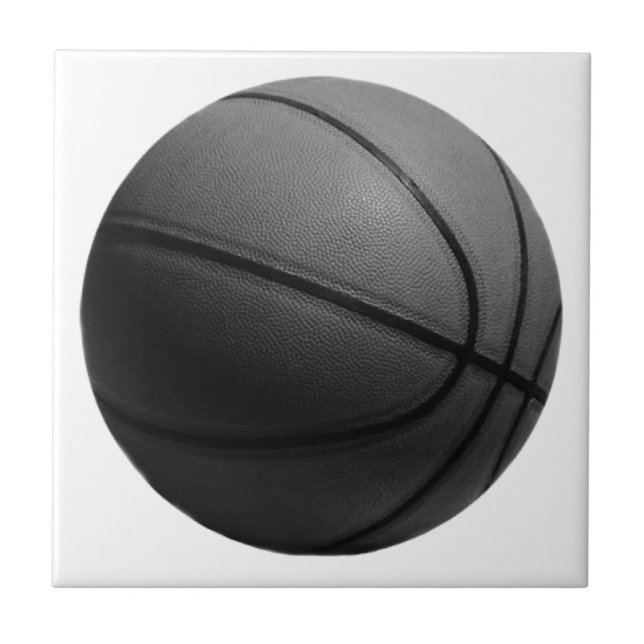 Azulejo De Cerámica Baloncesto blanco y negro (Frente)