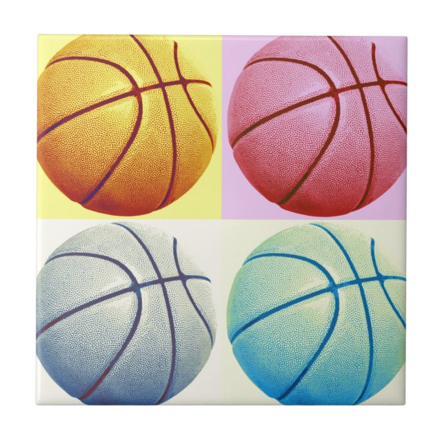 Azulejo De Cerámica Baloncesto de arte pop (Frente)