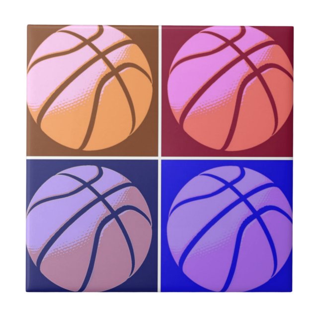 Azulejo De Cerámica Baloncesto de arte pop (Frente)