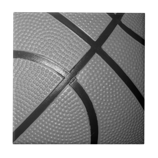 Azulejo De Cerámica Baloncesto de Cierre Blanco y Negro (Frente)