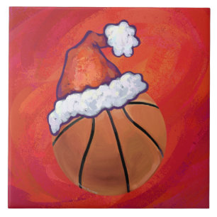 Azulejo De Cerámica Baloncesto en Santa Hat
