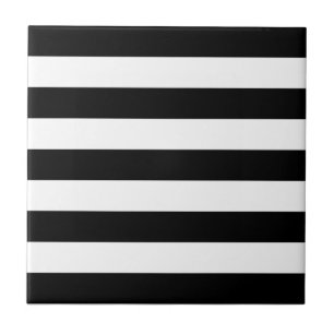 Azulejo De Cerámica Bandas básicas en blanco y negro