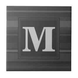 Azulejo De Cerámica Bandas de carbón vegetal monogramo