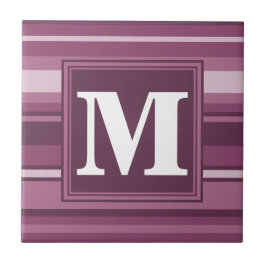 Azulejo De Cerámica Bandas de mauve monogramo