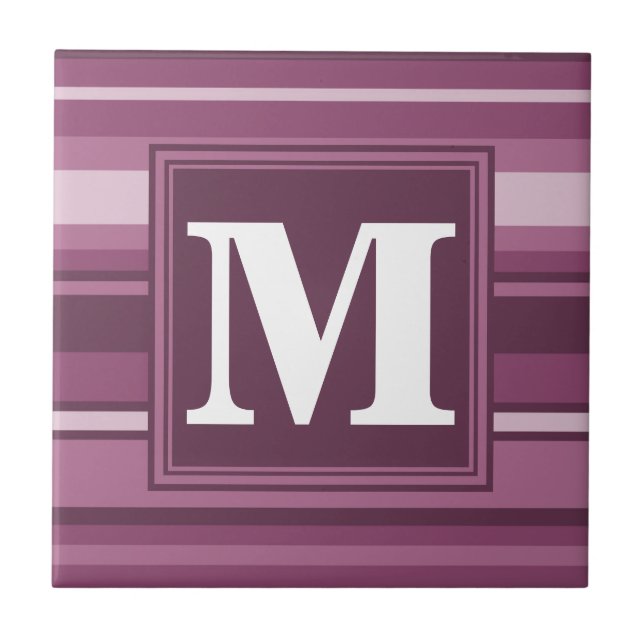 Azulejo De Cerámica Bandas de mauve monogramo (Frente)