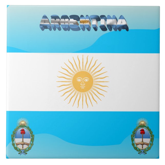 Azulejo De Cerámica Bandera de Argentina (Frente)