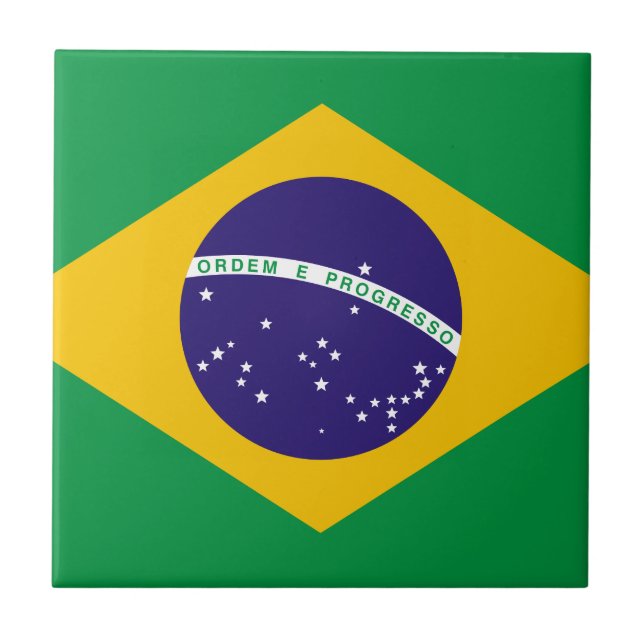 Azulejo De Cerámica Bandera de Brasil (Frente)