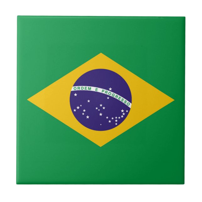 Azulejo De Cerámica Bandera de Brasil Bandeira do Brasil (Frente)