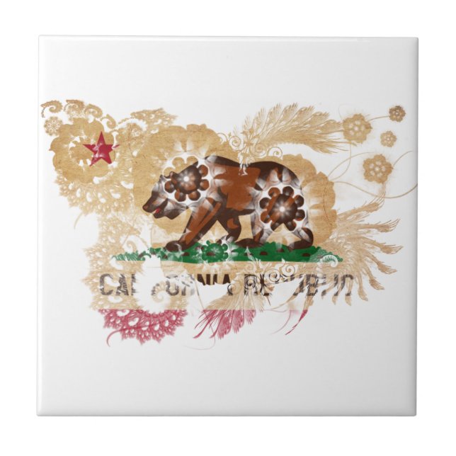 Azulejo De Cerámica Bandera de California (Frente)