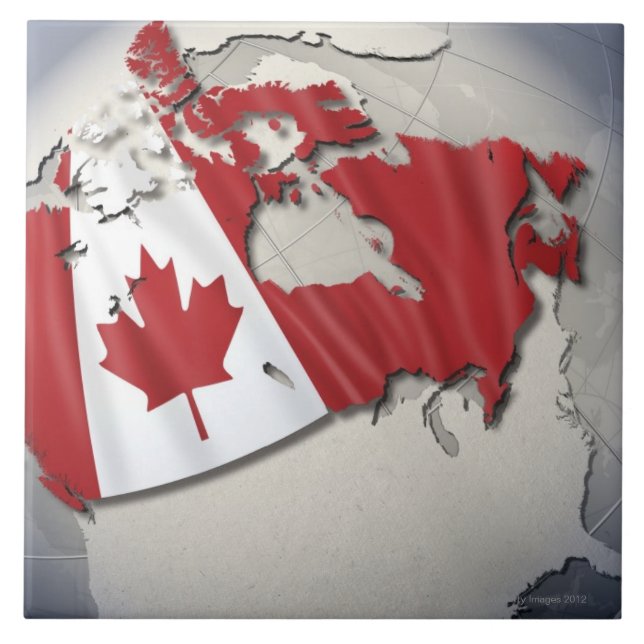 Azulejo De Cerámica Bandera de Canadá (Frente)