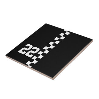 Azulejo De Cerámica Bandera De Carreras Personalizada Negra Y Blanca