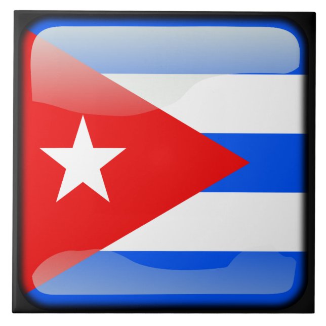 Azulejo De Cerámica Bandera de Cuba (Frente)
