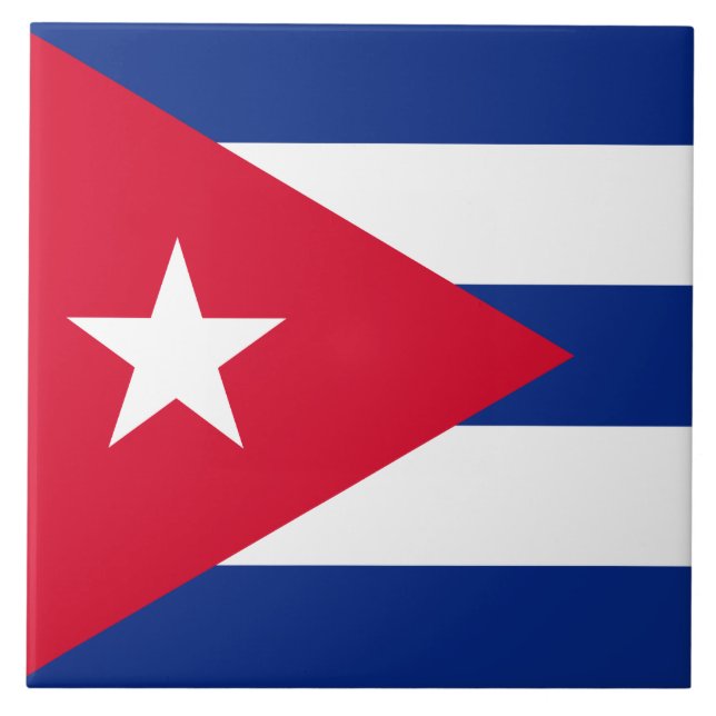 Azulejo De Cerámica Bandera de Cuba (Frente)