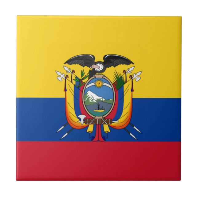 Azulejo De Cerámica Bandera de Ecuador (Frente)