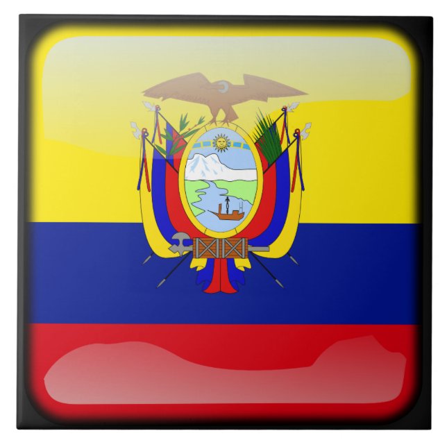 Azulejo De Cerámica Bandera de Ecuador (Frente)