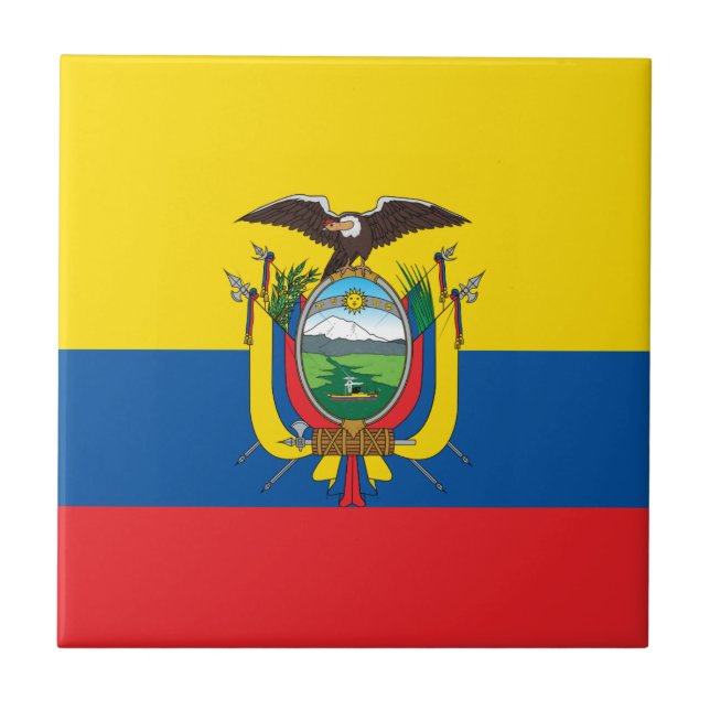 Azulejo De Cerámica Bandera de Ecuador (Frente)