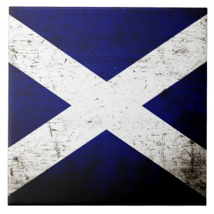 Azulejo De Cerámica Bandera de Escocia Grunge Negra