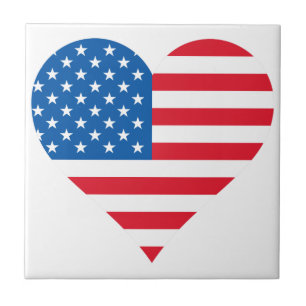 Azulejo De Cerámica Bandera De Estados Unidos Pequeña (4.25" x 4.25") 