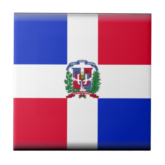 Azulejo De Cerámica Bandera de la República Dominicana (Frente)