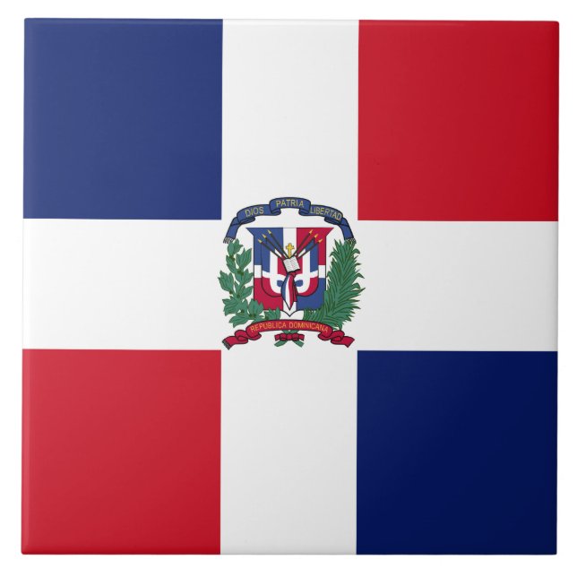 Azulejo De Cerámica Bandera de la República Dominicana (Frente)