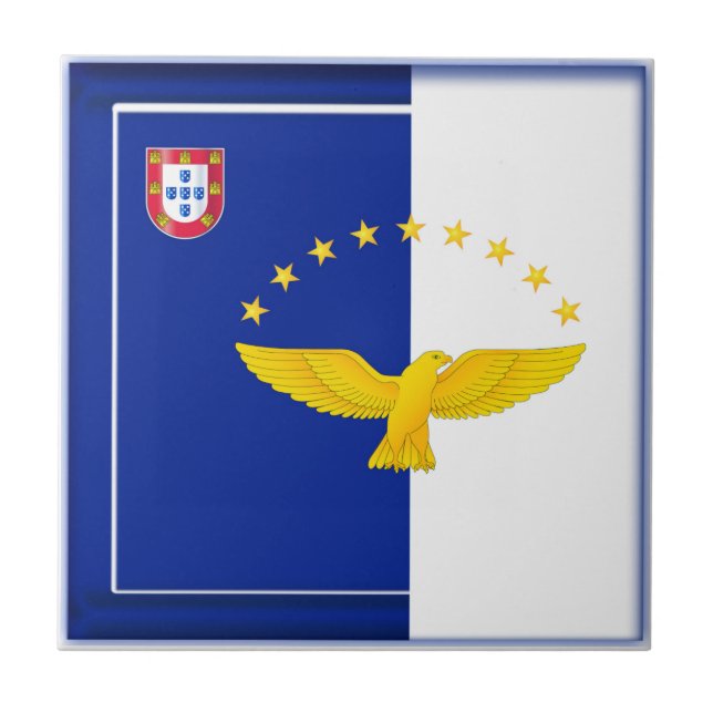 Azulejo De Cerámica Bandera de las islas de Azores (Frente)