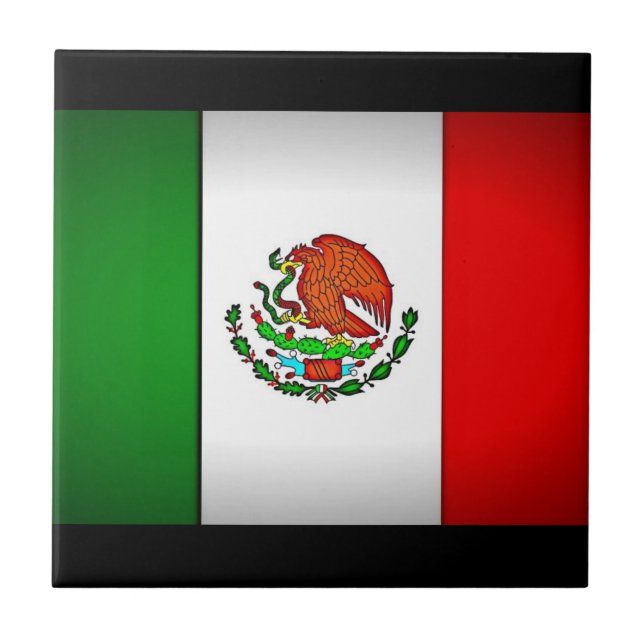 Azulejo De Cerámica Bandera de México estilizada (Frente)