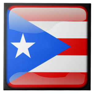 Azulejo De Cerámica Bandera de Puerto Rico