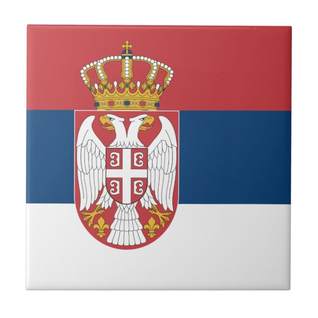 Azulejo De Cerámica Bandera de Serbia (Frente)