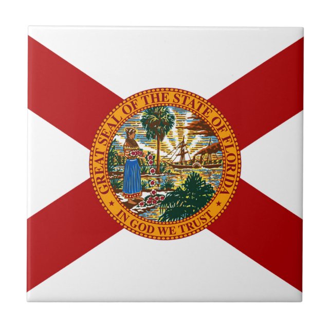 Azulejo De Cerámica Bandera del estado de Florida (Frente)