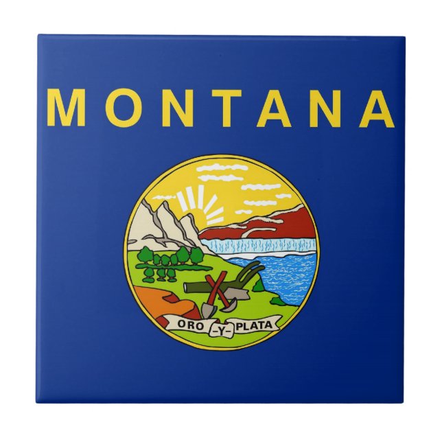 Azulejo De Cerámica Bandera del estado de Montana (Frente)